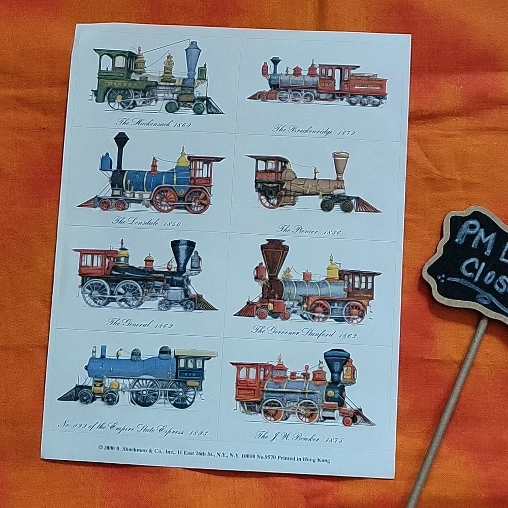 B. Shackman & Co Antique Steam Train Locomotive Engine Seals Stickers New